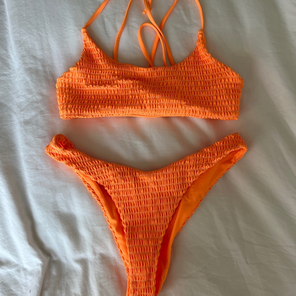 Ruched Neon Bikini Set